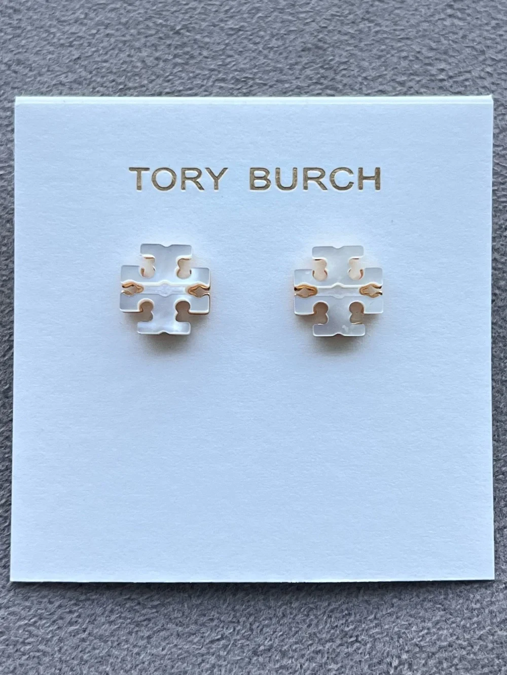 Tory Burch Small Mother Of Pearl Double T Logo Stud Earrings